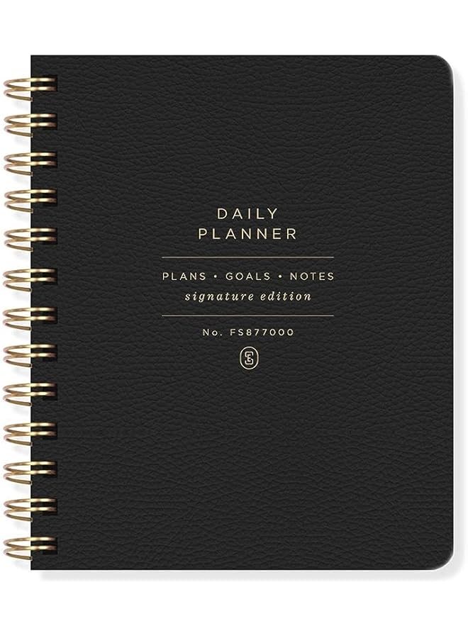 Fringe Studio Studio Non Dated Daily Planner 160 Pages Twin Ring Spiral Binding Standard Black 877003  - Image 1