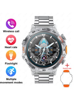 LIGE men's 1.53'' TFT Full Touch Screen Smartwatches Sports Waterproof with LED Flashlight Steel Silver  - Image 1