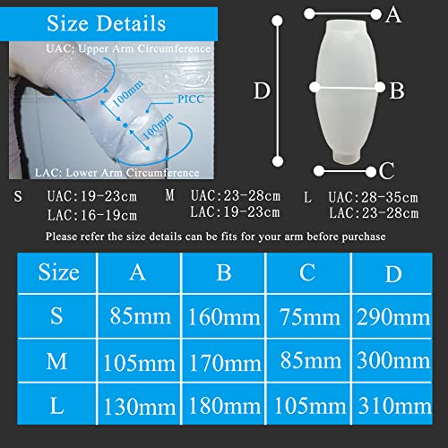 UMTEC Waterproof PICC line Protector Bandage Cover for Chemotherapy Shower, Elbow Middle Arm Cast Sleeve (S) - Image 2