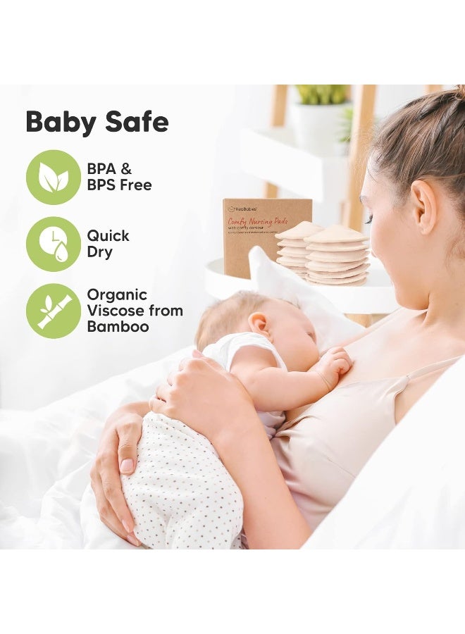KeaBabies Organic Nursing Pads - 14 Washable Viscose Derived from Bamboo Breastfeeding Pads, Wash Bag, Reusable Breast Pads for Breastfeeding, Nipple Pads for Breastfeeding Essentials (Bare Beige, L 4.8") - Image 5