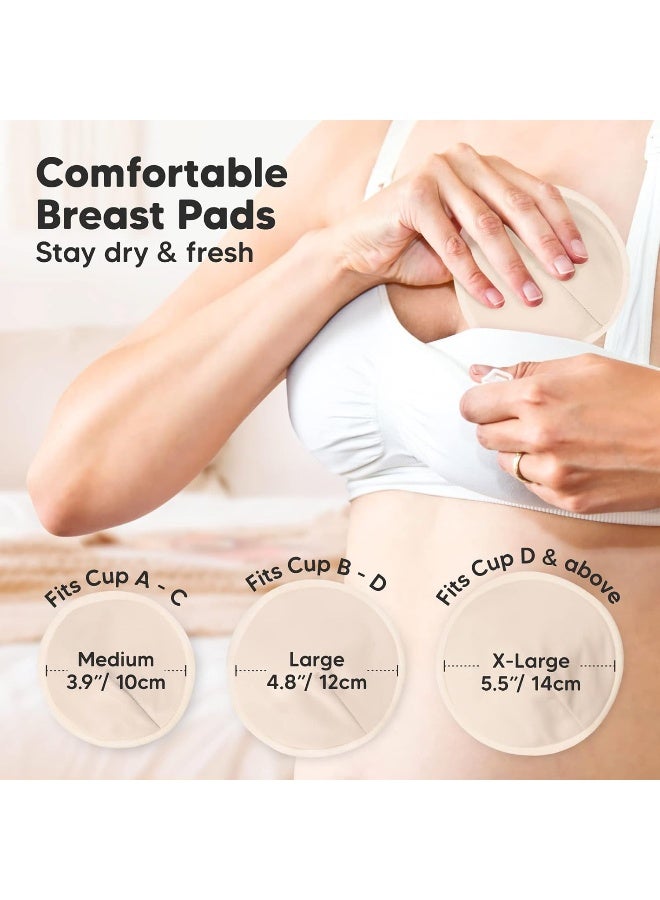 KeaBabies Organic Nursing Pads - 14 Washable Viscose Derived from Bamboo Breastfeeding Pads, Wash Bag, Reusable Breast Pads for Breastfeeding, Nipple Pads for Breastfeeding Essentials (Bare Beige, L 4.8") - Image 3