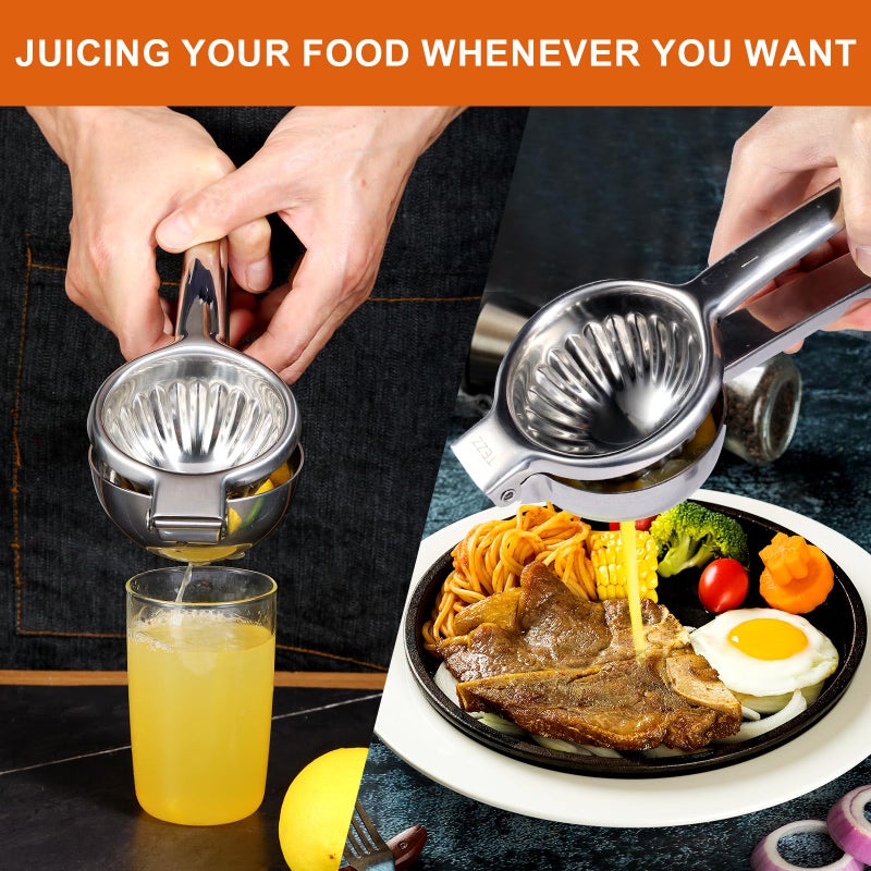 TEZZ Upgrated Extra Large Lemon Squeezer, Heavy Duty Handhelp Orange Juicer with 3.47'' extra big Filter Bowl, Stainless Steel Hand Press Citrus Juicer, Lime Squeezer Bar Tool, Manual Citrus Press - Image 5