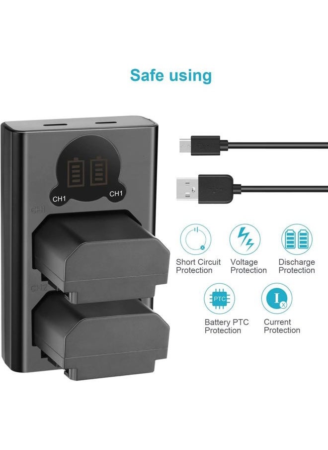 Neewer - NP-FZ100 2280mAh Replacement Battery and Charger with LCD Screen, 2 Packs, Compatible with Sony A1, A9 II, A7R III, A7R IV, A7R V, A7S III, A7 III, A7 IV, A6600, A7C Cameras - Image 1