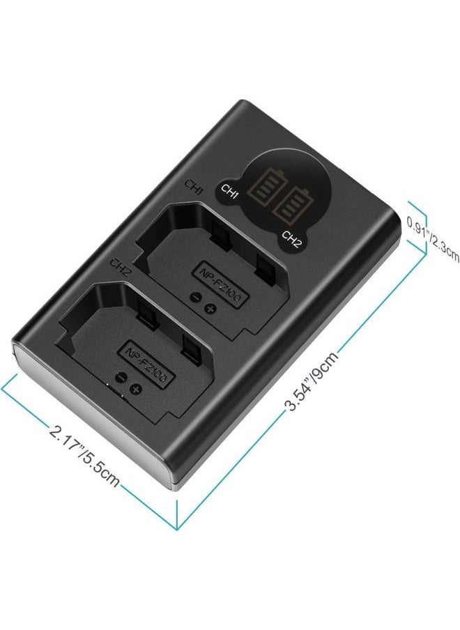 Neewer - NP-FZ100 2280mAh Replacement Battery and Charger with LCD Screen, 2 Packs, Compatible with Sony A1, A9 II, A7R III, A7R IV, A7R V, A7S III, A7 III, A7 IV, A6600, A7C Cameras - Image 1
