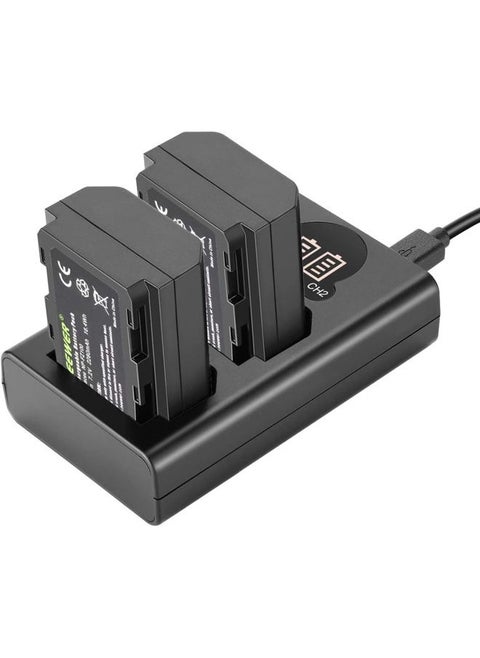 NP-FZ100 2280mAh Replacement Battery and Charger with LCD Screen, 2 Packs, Compatible with Sony A1, A9 II, A7R III, A7R IV, A7R V, A7S III, A7 III, A7 IV, A6600, A7C Cameras