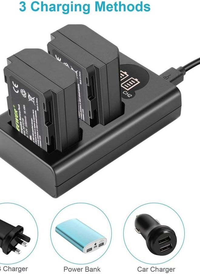 Neewer - NP-FZ100 2280mAh Replacement Battery and Charger with LCD Screen, 2 Packs, Compatible with Sony A1, A9 II, A7R III, A7R IV, A7R V, A7S III, A7 III, A7 IV, A6600, A7C Cameras - Image 1