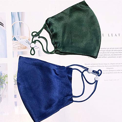 ROSEWARD 100% Mulberry Silk Face Cloth Mask for Women Men Breathable Reusable Adjustable-Navy Blue - Image 4