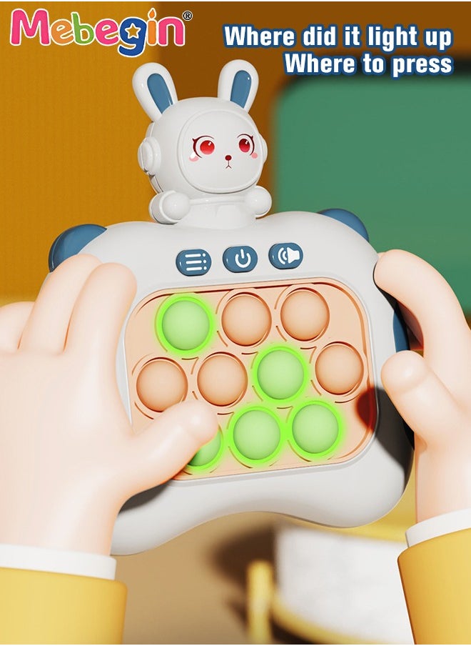 MEBEGIN - Quick Push Bubble Game with Lanyard and 4 Fun Game Modes, Rabbit-shaped Push Pop Game, Mini-Handheld Fast Speed Push Game Console with Light and Sound, Fun Electronic Push It Pop Fidget Toys, Creative Antistress Toy for Kids and Adults, 3 AAA Batteries(Not Included) - Image 1