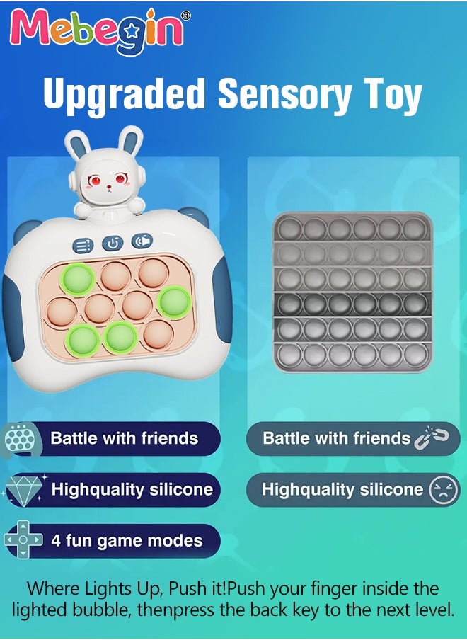 MEBEGIN - Quick Push Bubble Game with Lanyard and 4 Fun Game Modes, Rabbit-shaped Push Pop Game, Mini-Handheld Fast Speed Push Game Console with Light and Sound, Fun Electronic Push It Pop Fidget Toys, Creative Antistress Toy for Kids and Adults, 3 AAA Batteries(Not Included) - Image 1