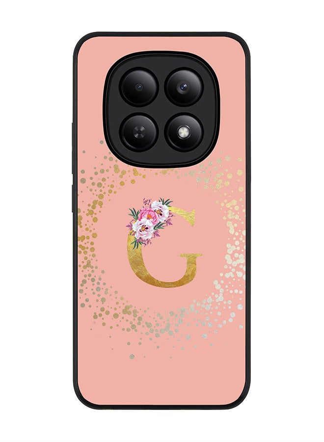 For Xiaomi Redmi Note 15 4G Case,Slim fit Camera Protection, Shockproof Thin Phone cover  - Custom Monogram Floral - G  (Rose Pink )