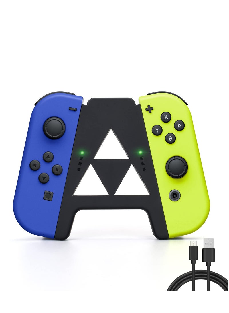 SYOSI Joy Con Charging Grip Compatible with Nintendo Switch & Oled Model, Potable Slide Joy Con Charger Controller Comfort Handle with Indicators, Type-C Data Cable Speed Charge While Play  - Image 1