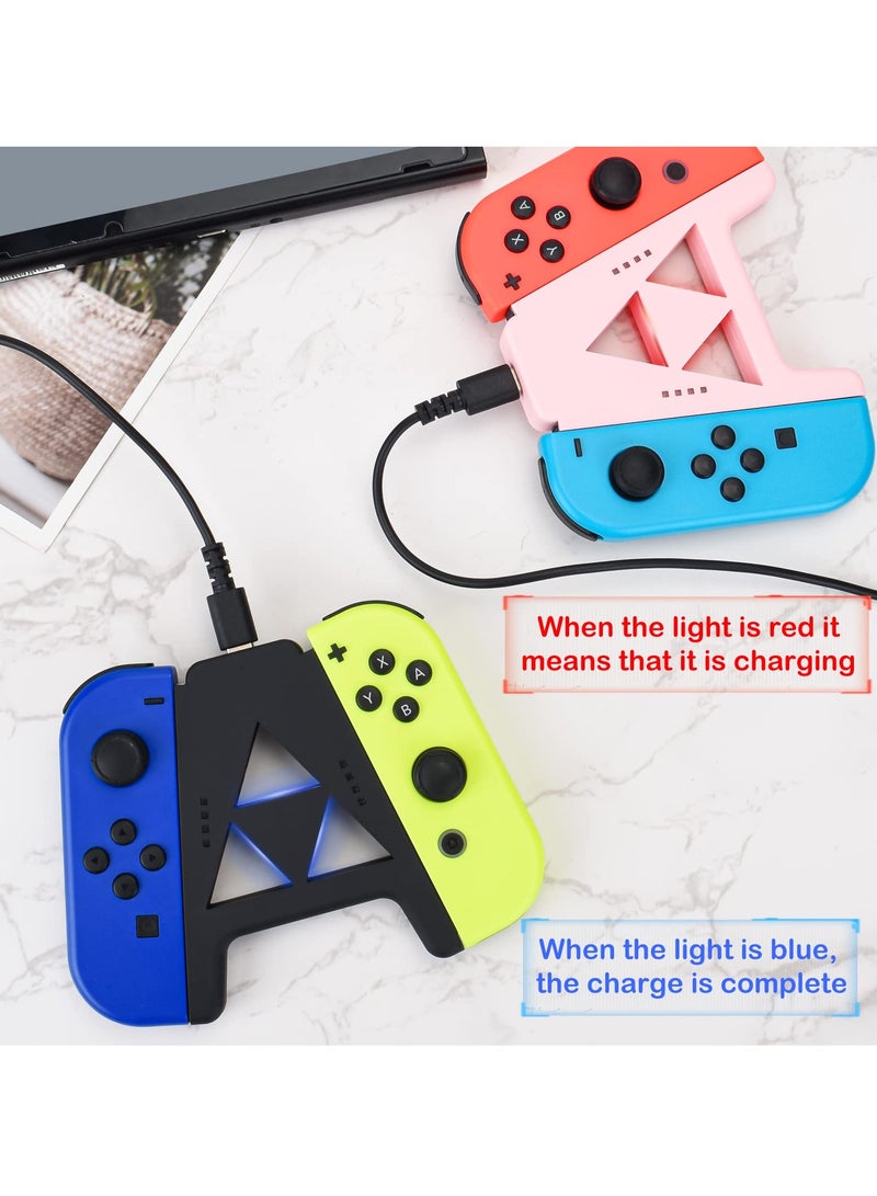 SYOSI Joy Con Charging Grip Compatible with Nintendo Switch & Oled Model, Potable Slide Joy Con Charger Controller Comfort Handle with Indicators, Type-C Data Cable Speed Charge While Play  - Image 4