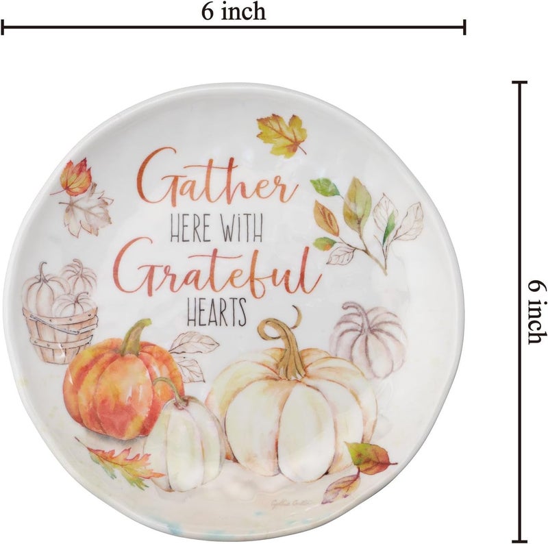 UP UPware Pumpkin Season Melamine Round Dessert Plates Small Serving Plates Thanksgiving Decorations for Appetizer Snacks and Side Dishes Orange 6 Inch Set of 4 - Image 3