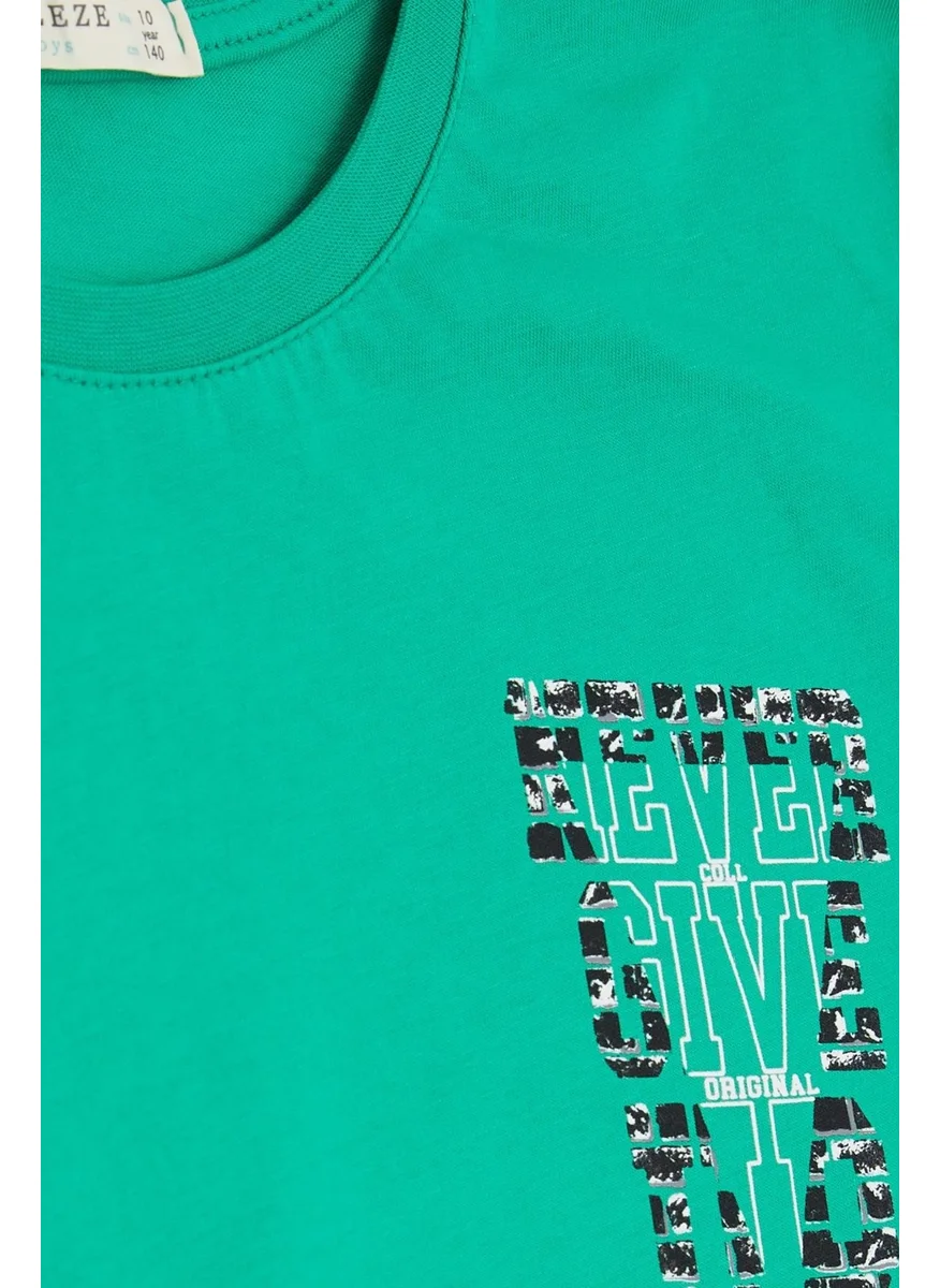 Breeze Girls & Boys Boy's T-Shirt with Text Printed, Age 8-14, Green