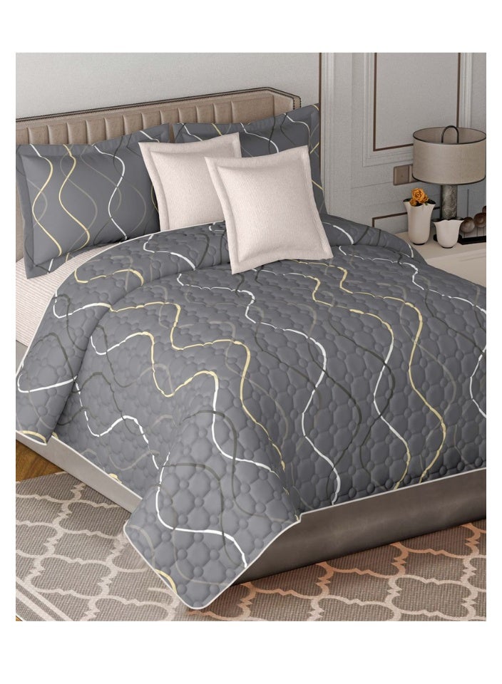 سمارت هوم مفرش سرير شخصين من المايكروفايبر بنسبة 100% مقاس كبير ، غطاء سرير بتصميم هندسي، قابل للاستخدام على الوجهين، طقم من 6 قطع، مقاس كينج 250X230 سم - Image 2