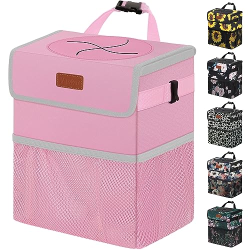 Vankor Pink Car Trash Can Cute Pink Car Accessories for Women Waterproof Automotive Garbage Cans Leak Proof Vehicle Trash Can - Image 1