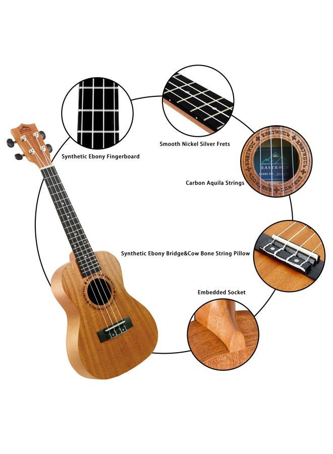 EASTROCK Package Concert Ukulele 23 Inch Mahogany Ukelele for Beginner, Pack with Digital Tuner, Strap, Pick, String, Sand Hammer，Cleaning Cloth and Durable Padded Gig Bag Set, Ukalalee.(13-IN-ONE) - Image 3