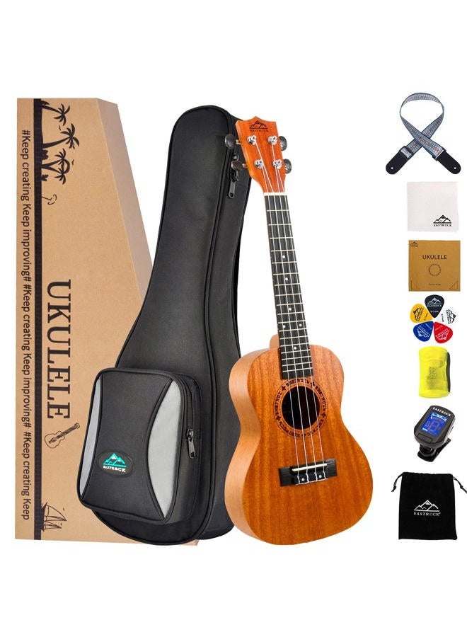 EASTROCK Package Concert Ukulele 23 Inch Mahogany Ukelele for Beginner, Pack with Digital Tuner, Strap, Pick, String, Sand Hammer，Cleaning Cloth and Durable Padded Gig Bag Set, Ukalalee.(13-IN-ONE) - Image 1