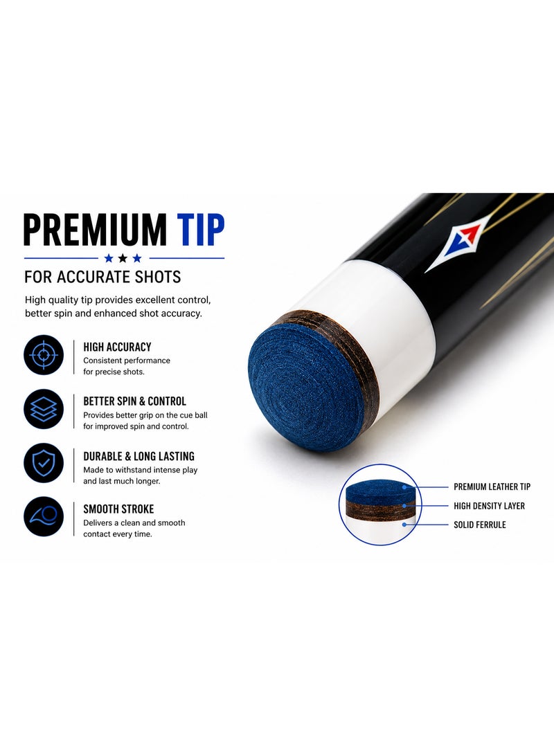 25769-3 Professional Billiard Cue Stick 162CM Pool Cue With Premium Tip & Screw Joint Black Design - Image 3