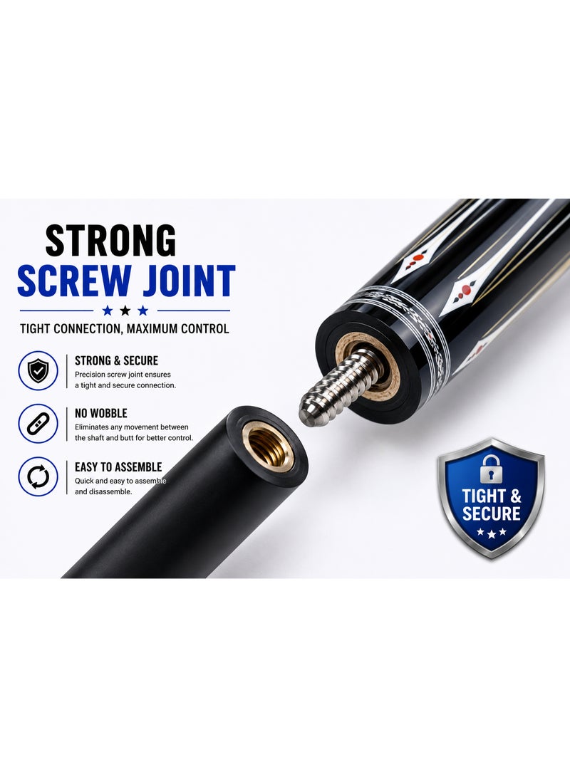 25769-3 Professional Billiard Cue Stick 162CM Pool Cue With Premium Tip & Screw Joint Black Design - Image 4