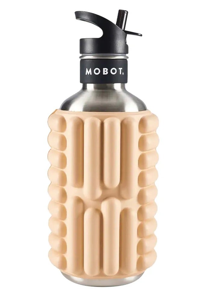 MOBOT Portable Travel Foam Roller Water Bottle with Sip Straw, Stainless Steel Screw Lid | Insulated Sports Water Bottle and Foam Rollers for Yoga, Workout, Home Gym, & Exercise (Clay, 1.2L) - Image 1