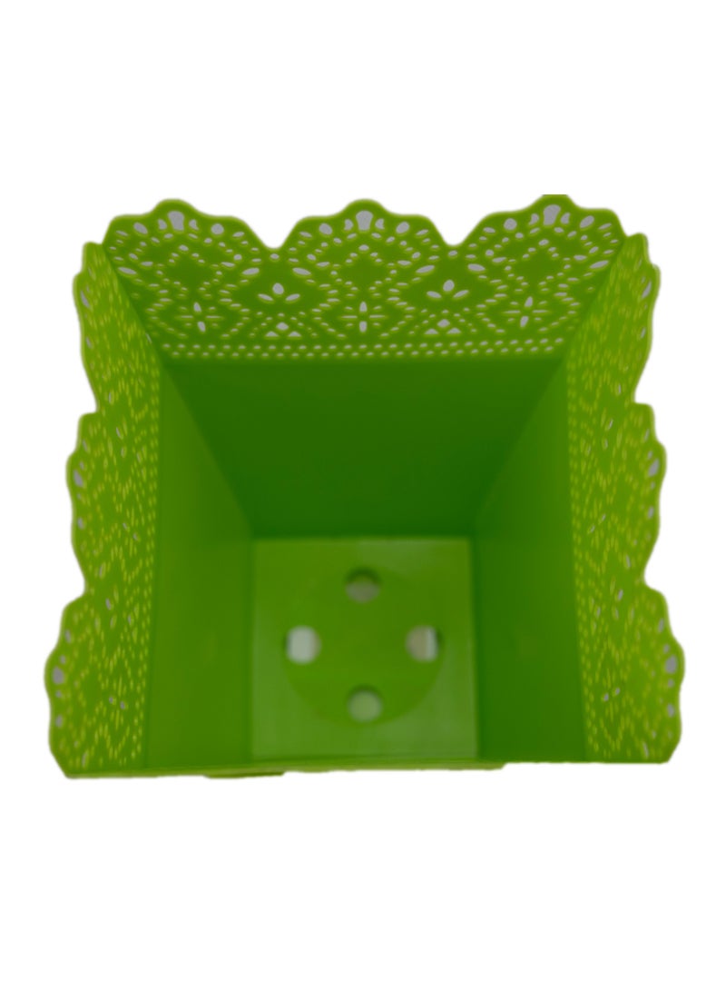 Plastic Flower Vase  Storage Container Holder  Plastic Potted Planter | Lace Plant Vase Pot in Green - Image 2