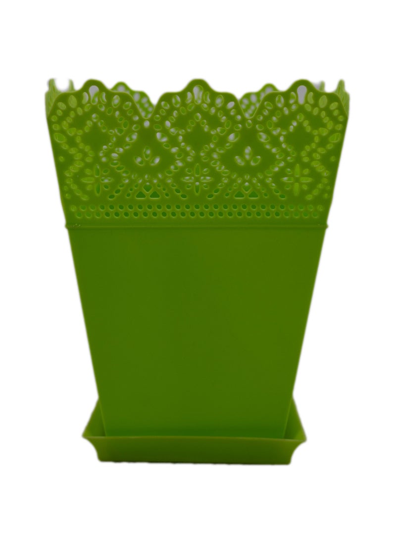Plastic Flower Vase  Storage Container Holder  Plastic Potted Planter | Lace Plant Vase Pot in Green - Image 1