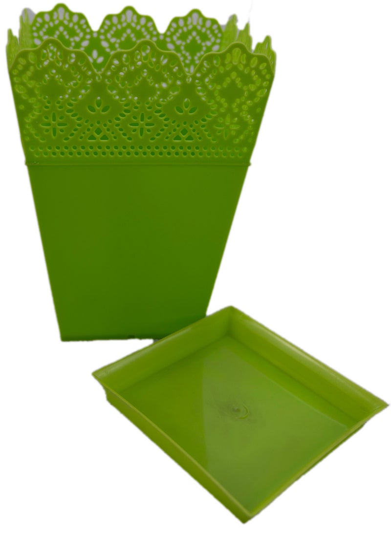 Plastic Flower Vase  Storage Container Holder  Plastic Potted Planter | Lace Plant Vase Pot in Green - Image 3