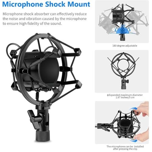 IMAGINEA BM800 Condenser Microphone All Set with Shock Mount Ball-Type Anti-Wind Foam Cap & XLR Cable for Broadcasting & Recording Studio (Blue) - Image 4
