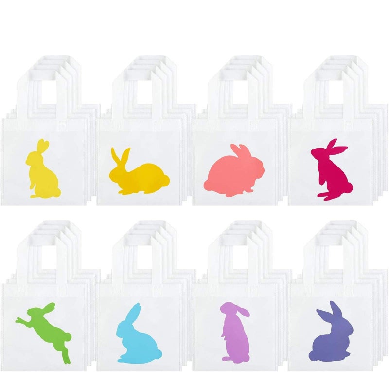 Boao 24 Pcs Bunny NonWoven Gift Bags Reusable Easter Tote Treat Bags Bunny Bag Basket Container with Handles for Gifts Wrapping Egg Hunt Game Easter Party Supplies787 x 787 Inch - Image 2