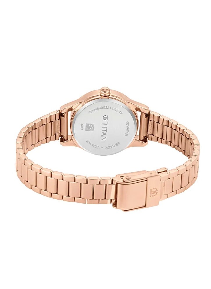 TITAN - Titan Lagan Quartz Analog with Day and Date Women Watch Silver Dial With Rose Gold Colour Metal Strap - Image 1