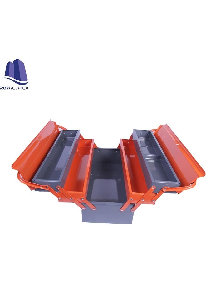 Royal Apex 5 Compartment Double Handle Metal Tool Kit Box For Tools/Tool Box For Home Company Workshop And Garage Orange And Grey  - Image 4