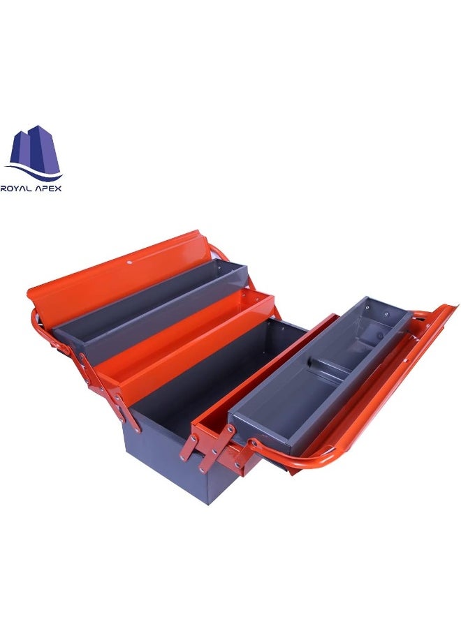Royal Apex 5 Compartment Double Handle Metal Tool Kit Box For Tools/Tool Box For Home Company Workshop And Garage Orange And Grey  - Image 3