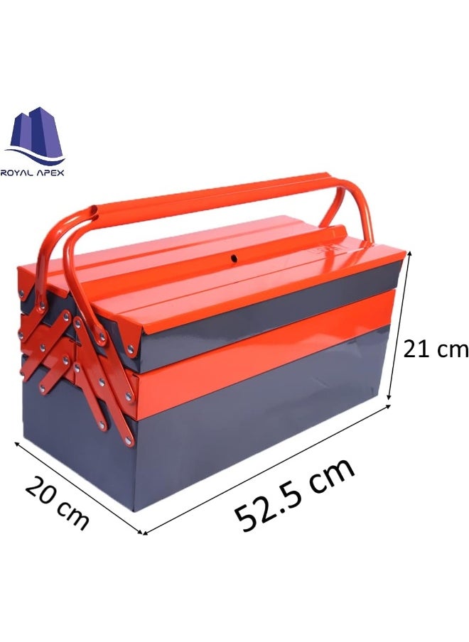 Royal Apex 5 Compartment Double Handle Metal Tool Kit Box For Tools/Tool Box For Home Company Workshop And Garage Orange And Grey  - Image 2