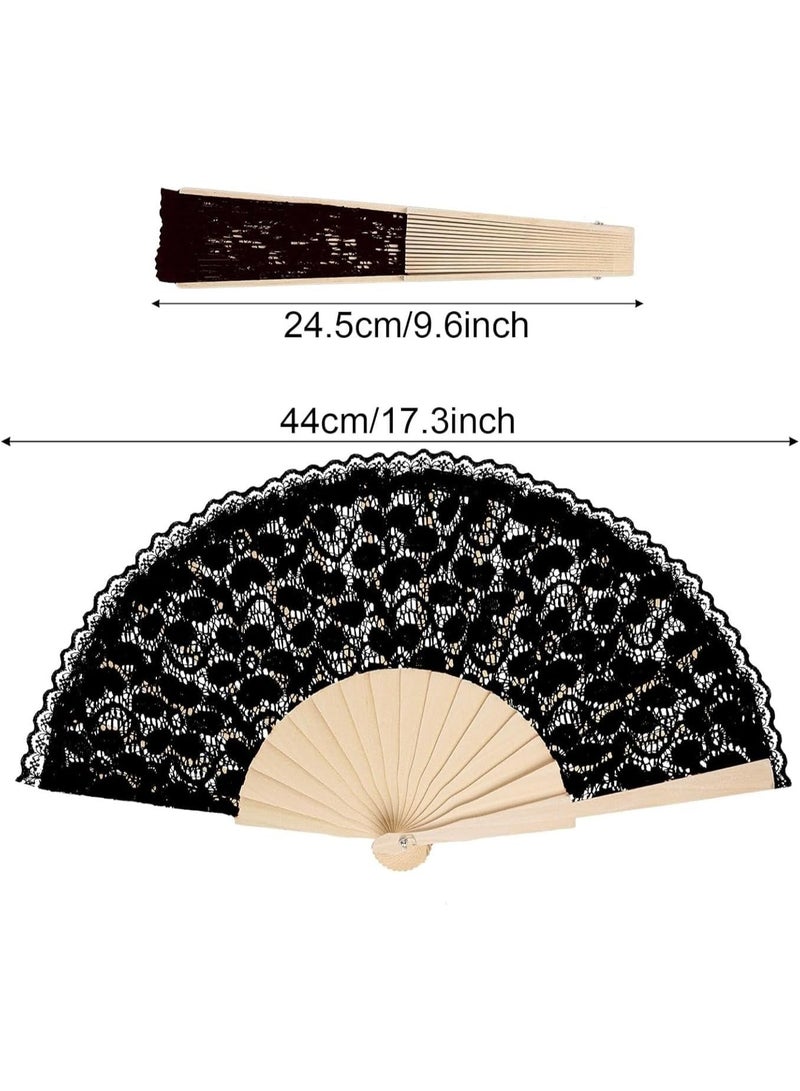 مروحة يد دانتيل أبيض أنيقة – خفيفة وقابلة للطي للمناسبات والحفلات - Image 3