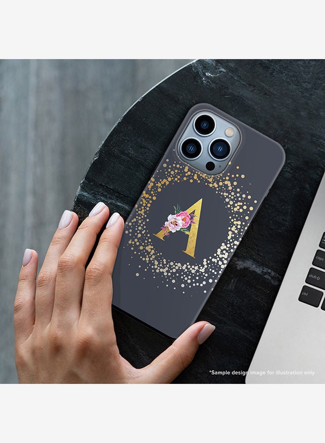 Stylizedd Monogram Tough Cover for Apple iPhone 13 Pro Case Custom Initials Letter Floral Pattern Tough Pro Dual Layer hybrid PC inner TPU protection Alphabet- B (Grey) - Image 2