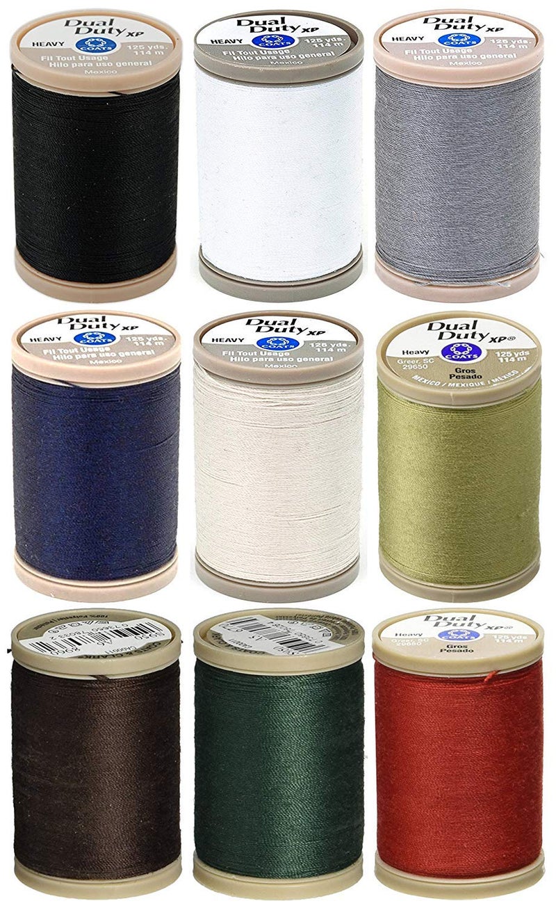 9 Color Pack  Coats  Clark  Dual Duty XP Heavy Weight Thread 125yds Each
