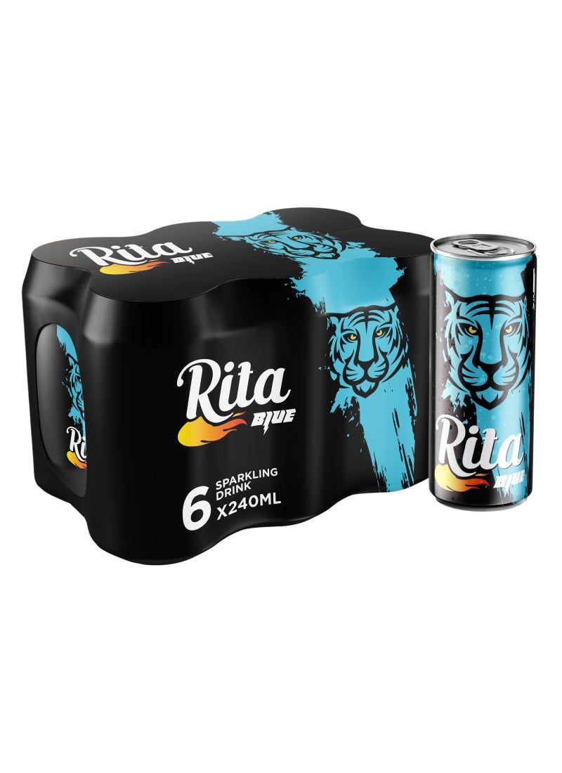 Blue, Energy Flavored Sparkling Drink 6 x 240ml