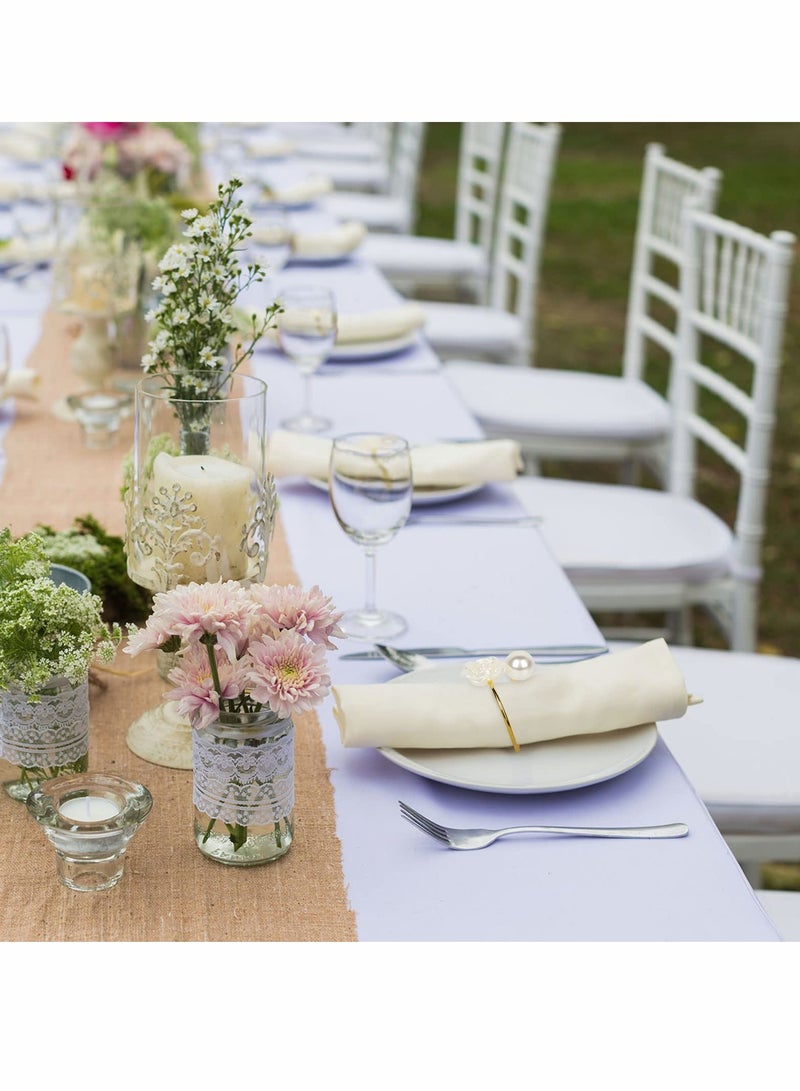 SOLARAE Napkin Rings, White Rose Pearl Dining Table Ring Holder, Vintage Paper Towel Rings for Valentine's Day Wedding Banquet Home Decorations (6 Pcs) - Image 4