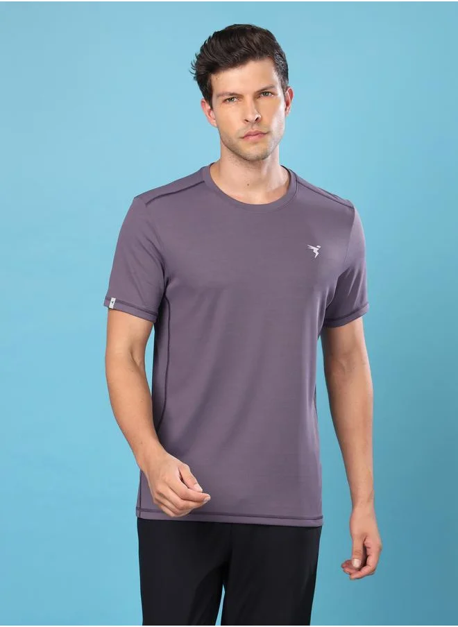 Technosport Technosport Plus Size Solid Round Neck Slim Fit T-Shirt with TECHNOCOOL+
