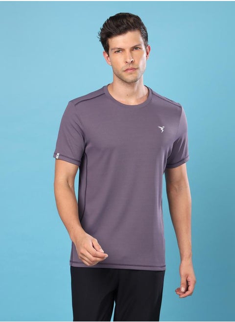 Technosport Plus Size Solid Round Neck Slim Fit T-Shirt with TECHNOCOOL+