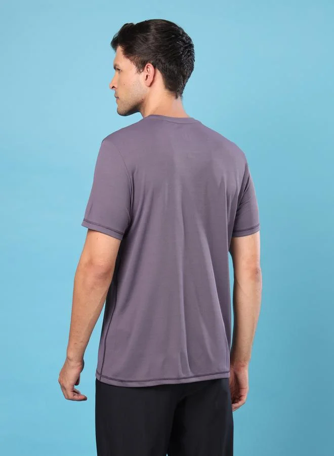 Technosport Technosport Plus Size Solid Round Neck Slim Fit T-Shirt with TECHNOCOOL+