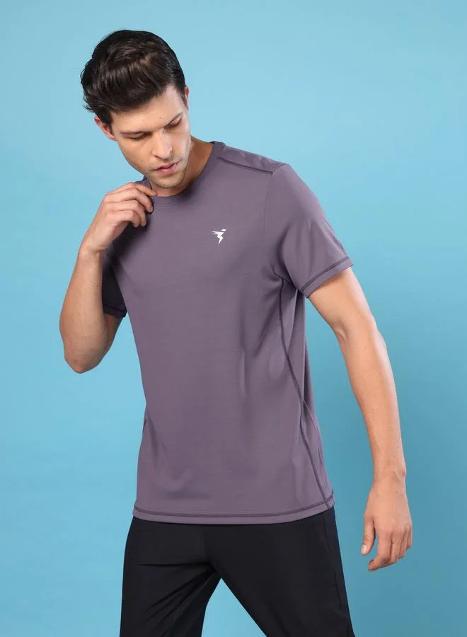 Technosport Technosport Plus Size Solid Round Neck Slim Fit T-Shirt with TECHNOCOOL+