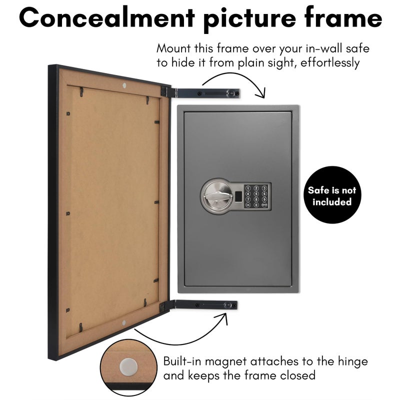 Americanflat 13x19 Concealment Picture Frame with Attached Hinged Hardware - Poster Frame with Plexiglass to Hide In-Wall Safe or In-Wall Storage - Guardian Collection - Hidden Wall Safe Not Included - Image 2