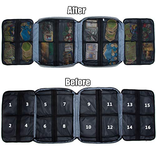 KISLANE Board Game Carrying Case with 18 Pockets for Board Games, Pieces, Tokens, Cards and More, Expandable Board Game Storage Solution for Travel, Party, Gathering (Grey) - Image 2