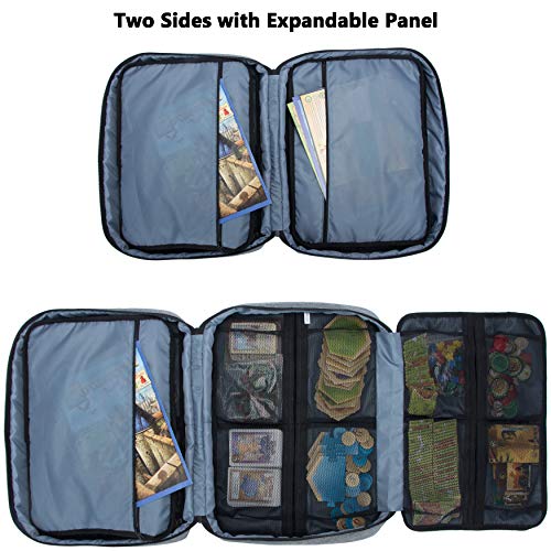 KISLANE Board Game Carrying Case with 18 Pockets for Board Games, Pieces, Tokens, Cards and More, Expandable Board Game Storage Solution for Travel, Party, Gathering (Grey) - Image 3