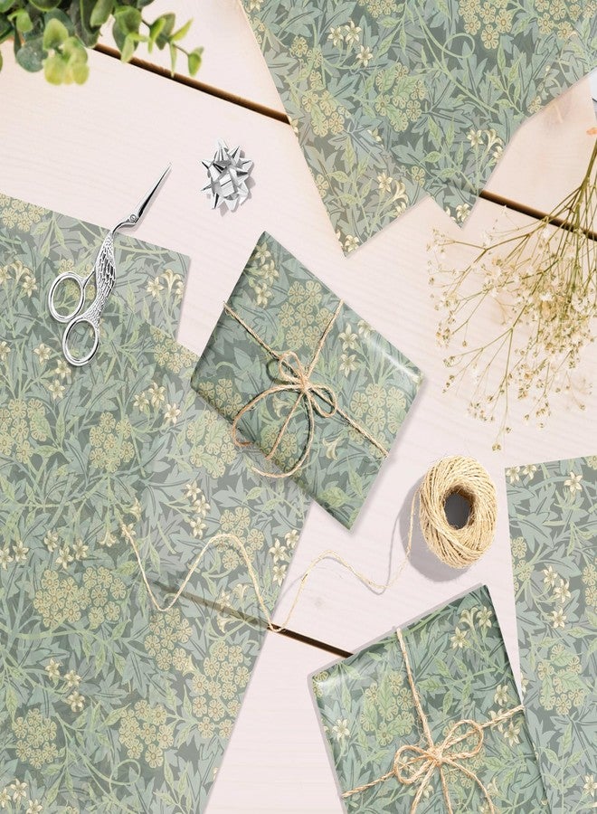 MOZUI 50 Sheets William Morris Tissue Paper - 20 x 14 Inches Green Blue Retro Floral Printed Gift Wrapping Paper, William Morris Botanical Patterns for Wedding Gift Packaging, Bridal Shower Decorations - Image 5