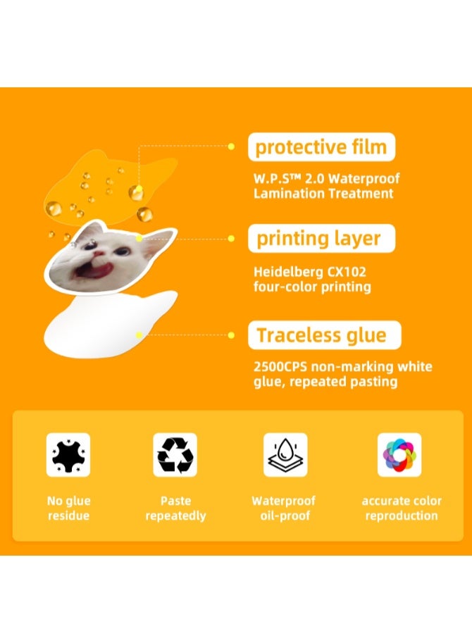 virenia 50-Piece Self-Adhesive Vinyl Funny Cat Stickers – Graffiti Style – Perfect for Laptop, Water Bottle, Hard Hat & Skateboard – For Adults, Kids, Teens, Girls & Boys - Image 2
