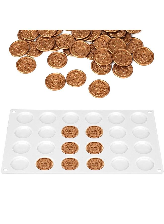 KINBOM 1Pc Silicone Mat For Wax Seal Stamp 24 Cavity Wax Sealing Pad Flat Round Disc Mold Tray For Craft Adhesive Waxing Epoxy Uv Resin Diy Craft (White) - Image 2