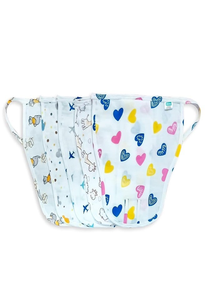 ZIKKU Baby Muslin Nappy Set (Pack of 5) - 100% Cotton, Ultra-Soft & Breathable Reusable Cloth Diapers for Newborns & Infants (0-6 Months) - Image 1